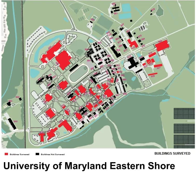 Campus building survey map for the University of Maryland Eastern Shore