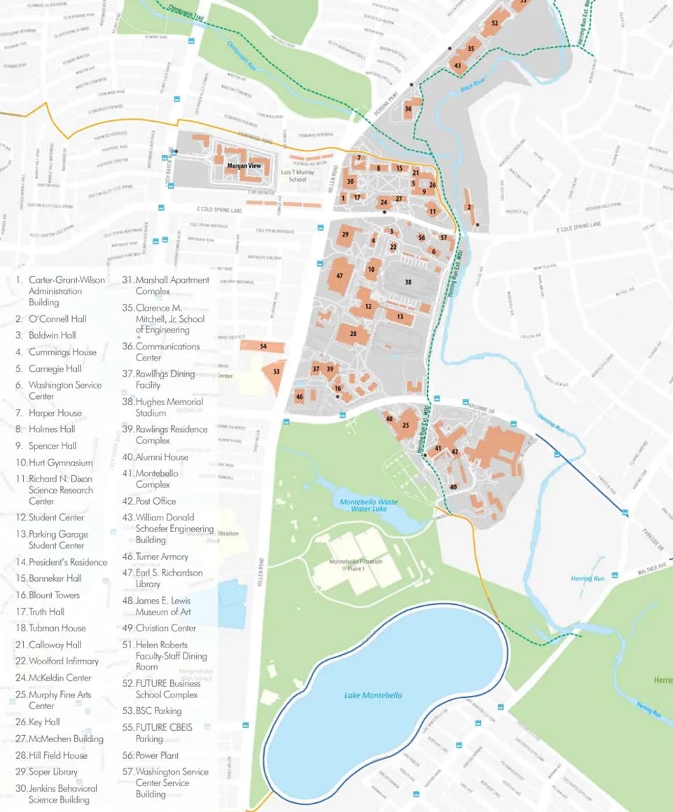 Campus utility master plan map for Morgan State University