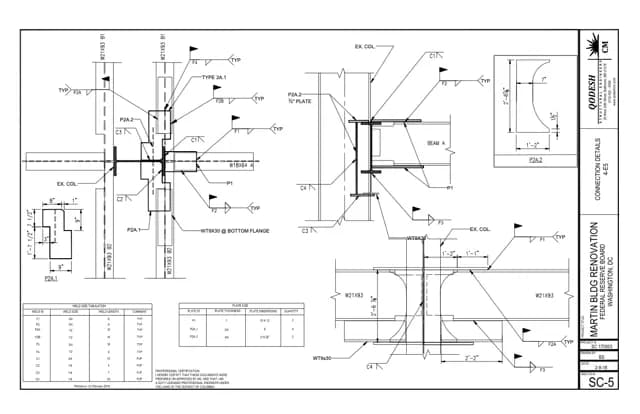 Structural steel fabrication during the Martin Building renovation at the US Federal Reserve
